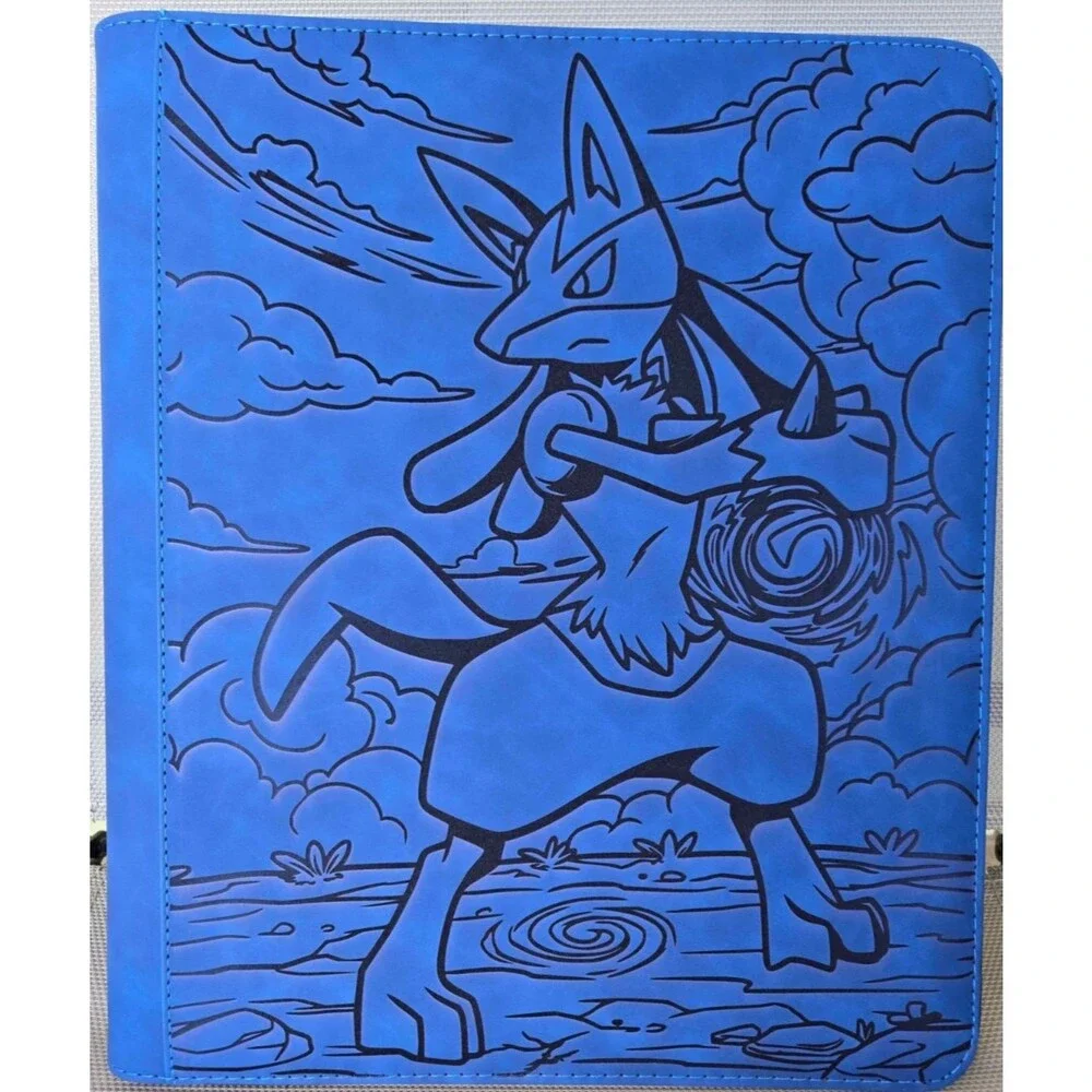 Pokemon Lucario 9 Pocket Engraved BLUE  Top Loader Binder 252 Cards New